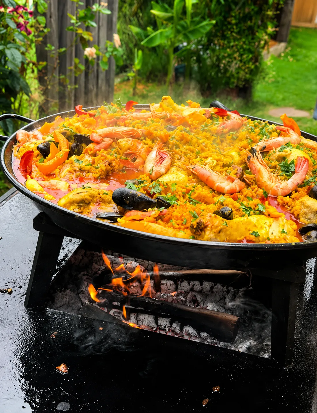 Prestation paella Braz & Loc réalisée devant les convives